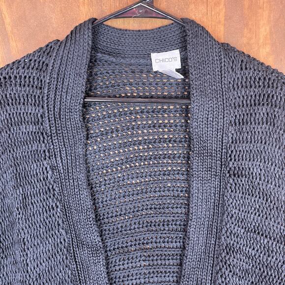 Chicos Womens Sweater Brown Cardigan Knit Chunky Open Front Dolman 3 (XL) - Picture 2 of 13
